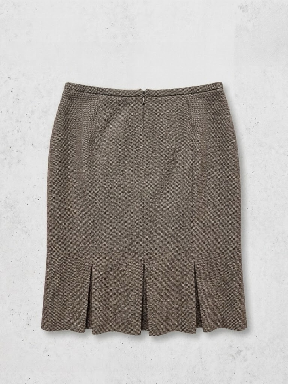 Jessica Wool Blend Tweed Pleated Hem Pencil Skirt Size 14 - Dark Grey
